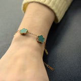 Armband Kleeblatt grün, vergoldet