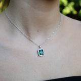 Silberkette mit grünem Stein & kleinen Zirkonia