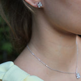 Ohrringe Kleeblatt mit Zirkonen, versilbert