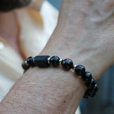 Herrenarmband Earth&Night, Steinperlen in Schwarz und Braun