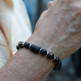 Herrenarmband Earth&Night, Steinperlen in Schwarz und Braun