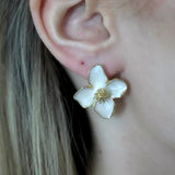 Ohrringe Florence weiß, vergoldet