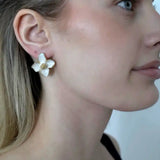 Ohrringe Florence weiß, vergoldet