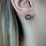 Ohrstecker mit Kristall und Ziffern-Disigne, vergoldet