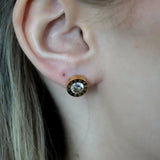 Ohrstecker mit Kristall und Ziffern-Disigne, vergoldet