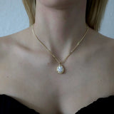 Halskette mit Perle, vergoldet