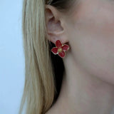 Ohrringe Florence rot, vergoldet