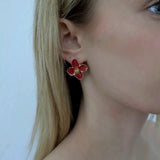 Ohrringe Florence rot, vergoldet